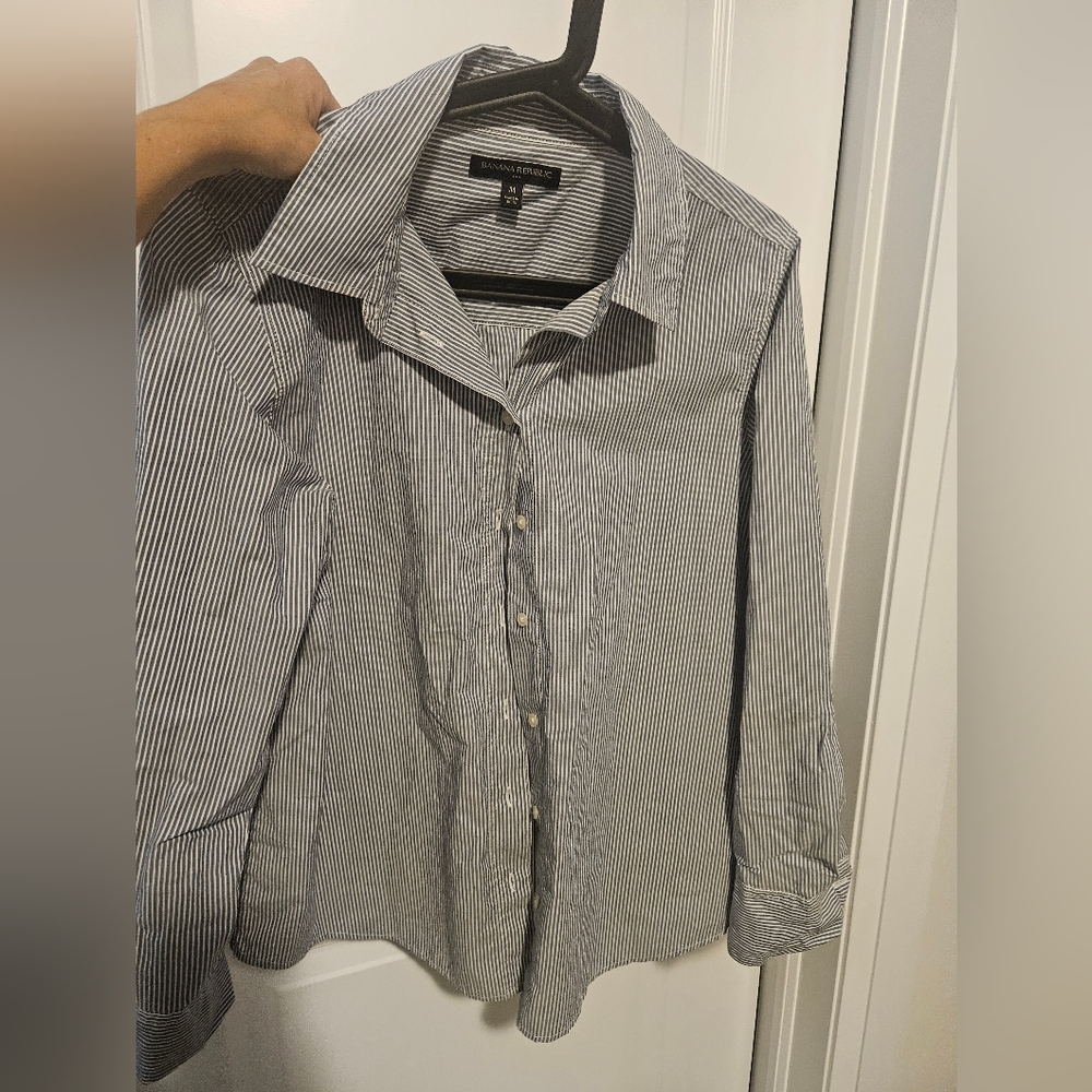 Black and White Striped Men's Shirt